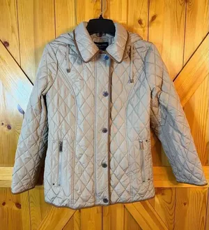 London Fog hooded quilted Jacket khaki size small (6617) thumbnail 1