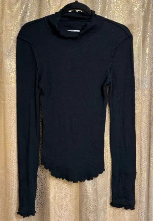 We The Free People Sara Pointelle Turtleneck Stretchy Modal Medium thumbnail 1