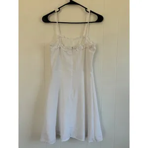 Altar'd State‎ White Ruffle Spaghetti Strap Mini Dress Textured Fit Flare Size S thumbnail 2