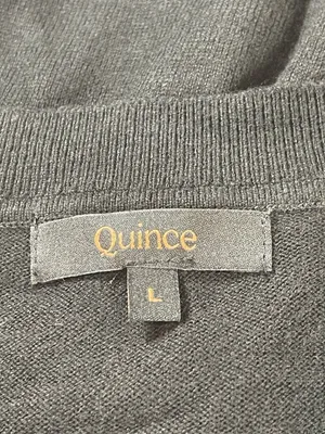 Quince Black Crewneck Sweater Cotton Cashmere Blend Pullover Soft Minimalist L thumbnail 4