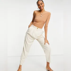 MNG Asymmetric Ribbed One Shoulder Long Sleeve Top M |‎ Neutral Soft Girl NWT thumbnail 13