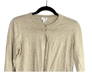 J.Crew Cotton Button Down Long Sleeve Crew Neck Sweater Cardigan S Cream #2304 thumbnail 2