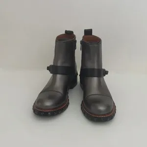 COACH Moto Bootie Gunmetal Black Leather Studded Ankle Boots Women's Size 8 thumbnail 2