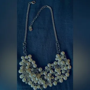 Pearls;Chunky Faux Pearl Statement Necklace for Women Multilayer 18” thumbnail 4