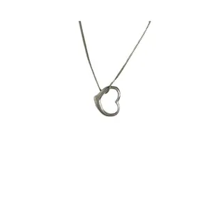 Necklace stainless‎ Silver tone heart 18 inch lobster claw adjustable clasp thumbnail 3