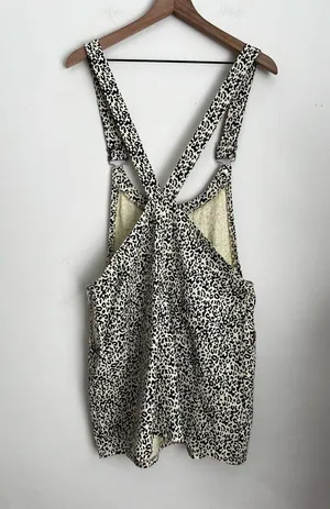 P.Cill Leopard Print Skirtall Overall mini Dress adjustable straps festival L thumbnail 2
