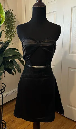 Generation Outcast Clothing Mini Satin Black Dress thumbnail 2