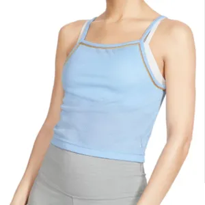 Nike Yoga Tank Slim Fit Crop Top Ribbed Stretch Retro Blue Women’s Small thumbnail 1