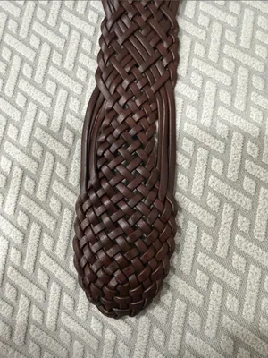 Merona Braided Leather Belt for Women in Dark Brown with Horseshoe Silver Buckle thumbnail 7
