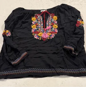 Kyla Seo Black Embroidered Top Women's Large thumbnail 1