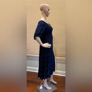 True Craft Navy & White Midi Dress With Slit thumbnail 2
