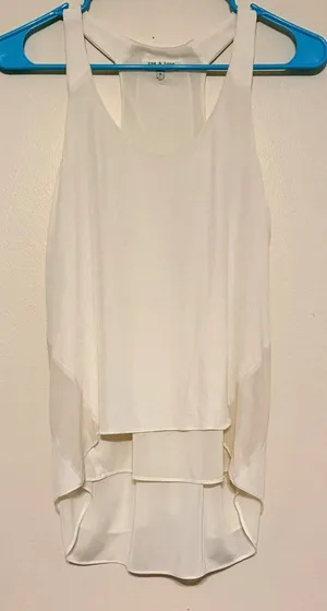 Rag & Bone Chieftain Leather-Trim Racerback Tank Top White Ivory Size Small thumbnail 1