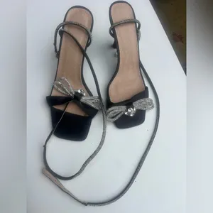 Elegant Black and Silver Strappy Heels thumbnail 6
