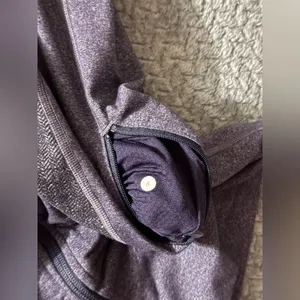 Lululemon Womens Stride Zip Up Hoodie High Collar Heathered‎ Purple Fitted Sz 6 thumbnail 3
