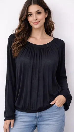 Free People Movement Peasant Top Black Long Sleeve Size XS thumbnail 1