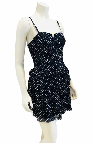 Blue & White Polka Dot Dress Size M thumbnail 4