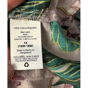 Womwns Blouse Boho Tropical Square Neck Ruffle 1X Maximalist Peasant Boho Resort thumbnail 7