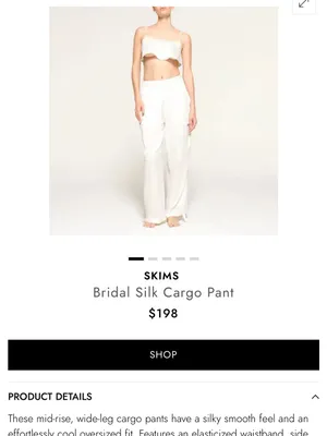 skims Bridal Silk Cargo Pant medium 
$198 thumbnail 4