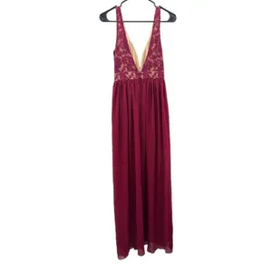 Lulus Make Way For Wonderful Berry‎ Red Lace Sleeveless Maxi Dress Size S thumbnail 7