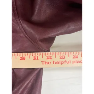 Wild Fable Burgundy Faux Leather Bomber Jacket Removable Faux Fur Collar Size S thumbnail 5