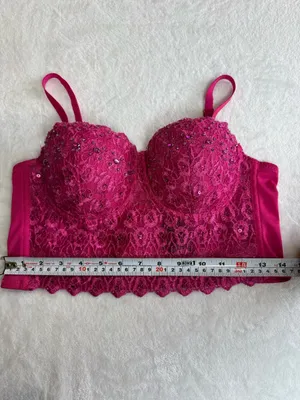 Windsor Pink Lace Corset Bustier Top Rhinestone Y2K Party Crop thumbnail 7