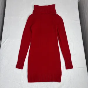 GUESS Cable-Knit Turtleneck Sweater Dress Women's M Red Parisian Holiday Party thumbnail 2