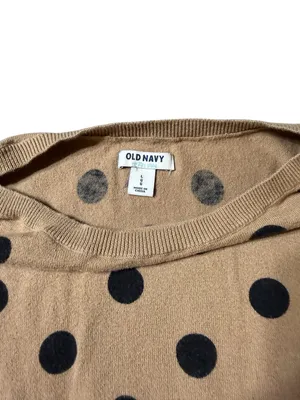 Old Navy L Polka Dot Boatneck Knit Sweater Tan Brown Black Long Sleeve Casual thumbnail 2