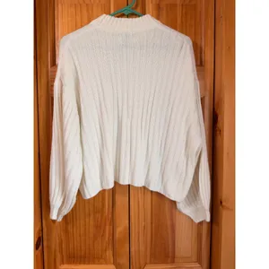 Princess Polly Mock Neck Ribbed Knit Sweater Cream White Cropped Slouchy‎ XS/S thumbnail 3