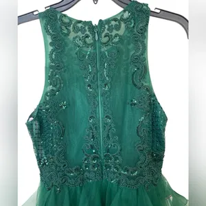 Princess Scoop Short Tulle Lace Homecoming Mini Dress With Sequins Dark Green thumbnail 8