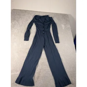 J.CREW‎ Blue Knit Collared Button-Up Long Sleeve Jumpsuit Women's Size M thumbnail 2