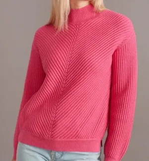 Marine Layer Skylar Mockneck Sweater Chunky Knit Bubblegum Pink Size Small thumbnail 1
