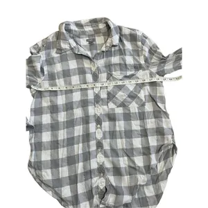 ‎aerie grey plaid collar shirt medium thumbnail 4