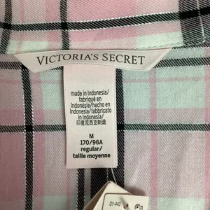 Victoria's Secret Plaid Pajama Top Lightweight Flannel Cotton Modal Med New with tag thumbnail 4