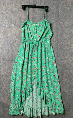 Promesa Women Size‎ Large High Low sleeveless green floral maxi dress thumbnail 1