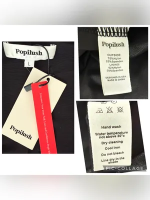 Popilush Shapewear Sculpting Faux Leather Zip Bodycon Dress Black Large NEW thumbnail 8