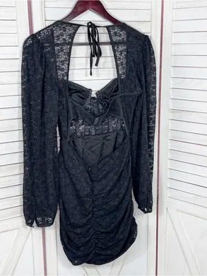 Edit‎ by Nine Lace Corset Top Ruched Mini Dress Black Medium Gothic Coquette Y2K thumbnail 10