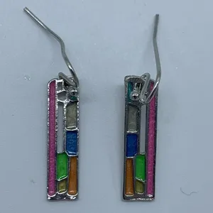 New multicolored square geometric fashion earrings thumbnail 1