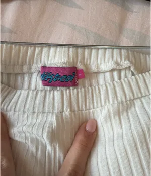 Edikted White Ribbed Flare Pants Small thumbnail 9