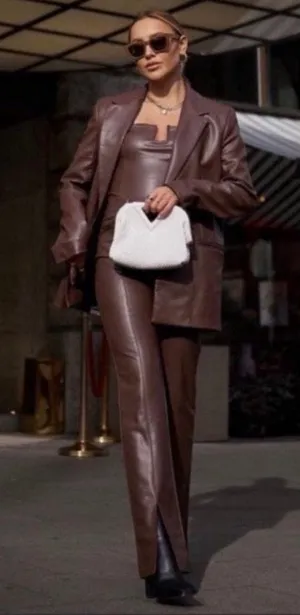 ZARA faux Leather Pants With Slit thumbnail 3