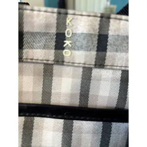 Koko Plaid Insulated Lunch Tote Bag Tan/Blk‎ Pockets Cinch Close Extension thumbnail 7