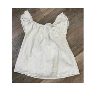 Eri + Ali Anthropologie White Eyelet Off Shoulder Blouse XS Boho Ruffle Top thumbnail 5