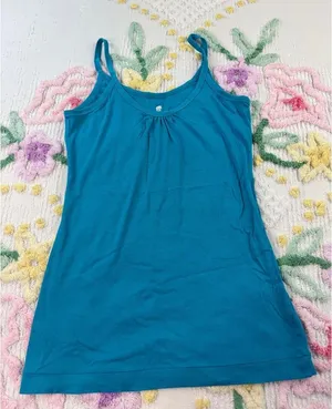 Banana Republic Teal Blue Gathered Neck Cami Tank Top‎ Women's Size L thumbnail 1