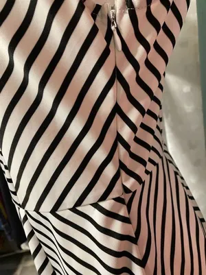 Large Pixley Sleeveless Dress. White with navy stripes. thumbnail 3