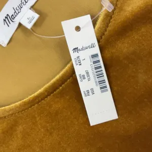 Madewell Blouse Womens L Gold Velvet Crew Neck Short Sleeve Stretch Dolman Top thumbnail 4