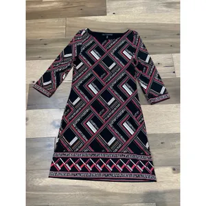 White House Black Market Dress Size M Geometric Shift Stretch Long Sleeves thumbnail 4