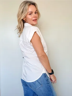J. Crew White Short-Sleeve Popover Shirt thumbnail 7