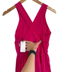Anthropologie Line & Dot New Pink Fuchsia Striped Midi Sun Dress Size M thumbnail 6