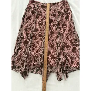 Y2k Skirt Pink & Brown Floral Fairycore Fairy Whimsy Size 6 Lined Silky Cato thumbnail 11
