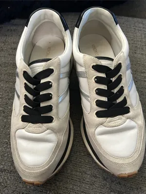 Veronica Beard Valentina Sneaker size 8 White and Black silver slip on leather thumbnail 1