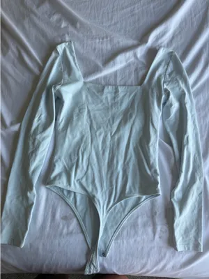 light blue aritzia long sleeve square neck bodysuit thumbnail 2